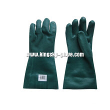 Sandy Finish Guantlet Cuff Green PVC Glove-5125. Gn